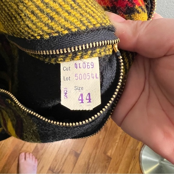 Vintage Zero King Full Zip Wool Coat Jacket Yellow Plaid 44L - Picture 12 of 14